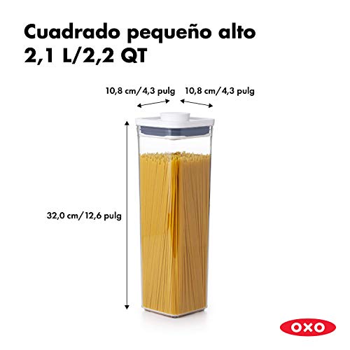 OXO Good Grips POP Contenedor – Almacenamiento hermético y apilable de alimentos - 2,1 l para espaguetis y mucho más