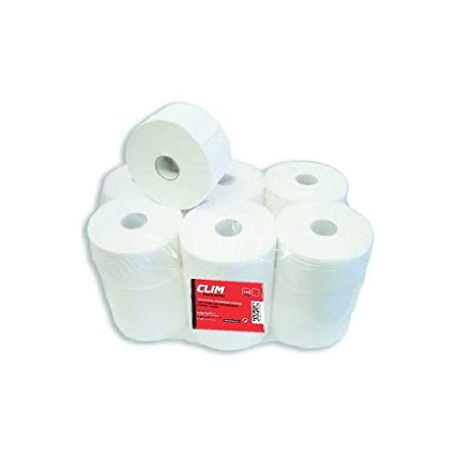 Pack 18 rollos papel higiénico industrial 2 capas. Canuto de 62 mm, 115 metros por rollo.