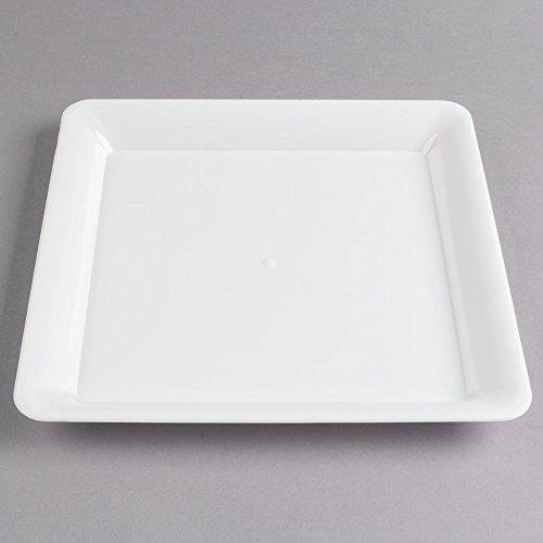 Pack de 3 bandejas cuadradas de plástico duro para servir/platos de plástico para servir alimentos – blanco – 30 x 30 cm (12" x 12")