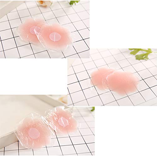 Pack de 3 Pares Pezoneras Reutilizables, Tapa de Pezones Silicona con Forma Flor Elegible Adhesiva Cubierta de Tetas Invisible