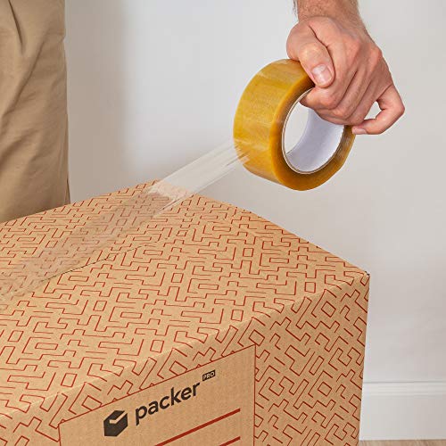 Packer PRO - Pack Mudanza ECO con 5 Cajas Carton Mudanza 600x400x400mm + 10 Cajas Carton Mudanza 430x300x250mm + Cinta Adhesiva + 25 Mallas de Protección para Embalaje + Rotulador Permanente