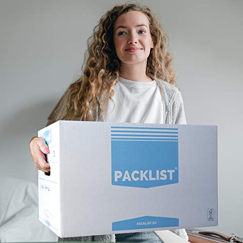 PACKLIST 10 Cajas Cartón Mudanza Personalizables + APP Inventario y PDF - Cajas Mudanza Grandes Ultra Resistentes 500x300x300mm Cajas de Mudanzas Ecológicas - Caja de Almacenaje con Certificado FSC