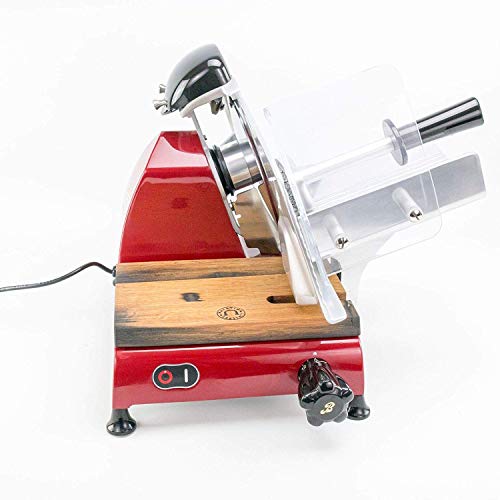 Palatina Werkstat ® Berkel Red Line 220 - Cortadora profesional con lijadora integrada | rojo | + tabla de cortar de madera de barril | VK: 1070 €