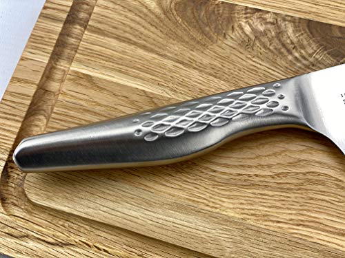 Palatina Werkstatt Kai Seki Magoroku Shoso - Cuchillo multiusos de acero (AB-5161) de 15 cm de hoja de acero inoxidable + tabla de roble de 30 x 22 cm