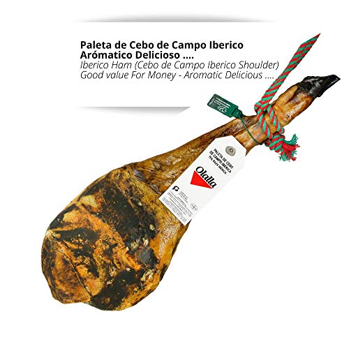 Paleta de Jamon de Cebo de Campo Iberico 50% Raza Iberica - Jamon Iberico de Elaboracion Artesanal - Embutidos y Regalos Ibericos de Bellota - (Pieza Completa 4.5 - 5 kg)