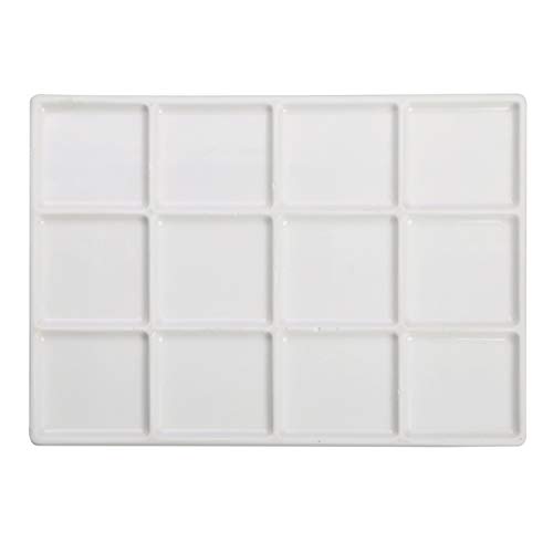 Paleta de pintura de cerámica para artistas de MEEDen, mezcla de porcelana paleta para acuarela, pintura al óleo acrílico, rectangular, 18 pozos