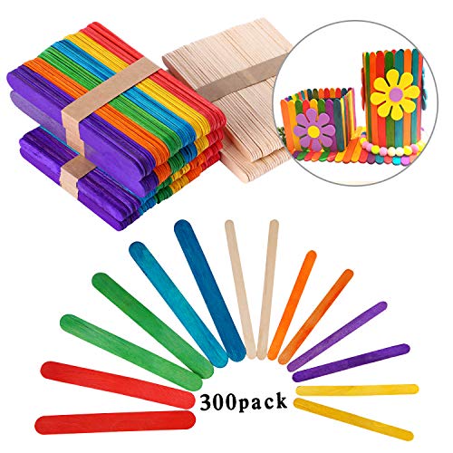 Palitos De Madera Manualidades Palitos De Madera Helado 200Pcs Multicolor Palitos de madera +100Pcs Natural Palitos de madera