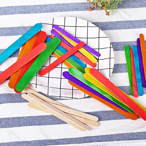 Palitos De Madera Manualidades Palitos De Madera Helado 200Pcs Multicolor Palitos de madera +100Pcs Natural Palitos de madera