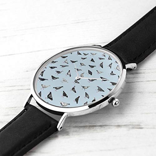 Palomas haciendo palomas cosas reloj movimiento de cuarzo impermeable correa de reloj de cuero para hombres mujeres simple negocios casual