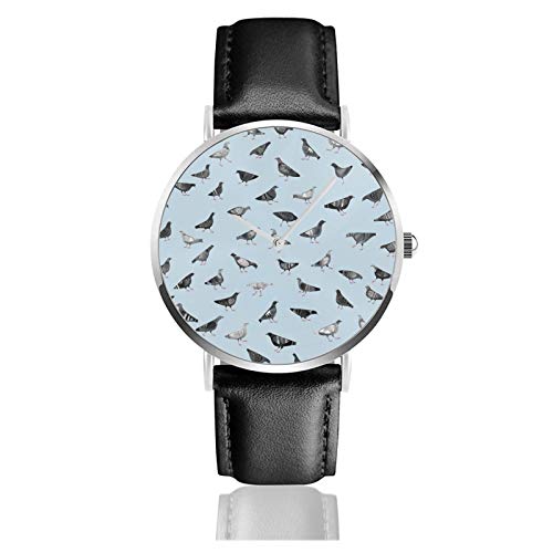 Palomas haciendo palomas cosas reloj movimiento de cuarzo impermeable correa de reloj de cuero para hombres mujeres simple negocios casual