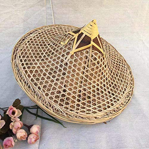 Pamelas para mujer Faja de bambú sombreros accesorios de rendimiento sombreros al aire libre protección contra la lluvia sombreros de pesca sombra de bambú sombrero de paja @ Color verdadero B -40cm