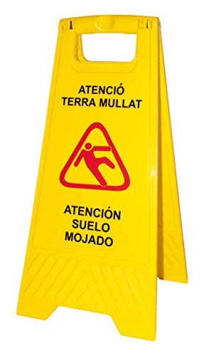 PAMEX - Señal Aviso"Atenció terra mullat - Atención suelo mojado". En Català y Español. Alta visibilidad para evitar accidentes