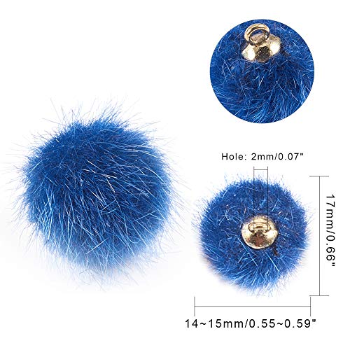 PandaHall Elite 80pcs 8 colores tela piel metalizada pompones pendientes DIY bola esponjosa para borla pendientes encanto joyería colgante