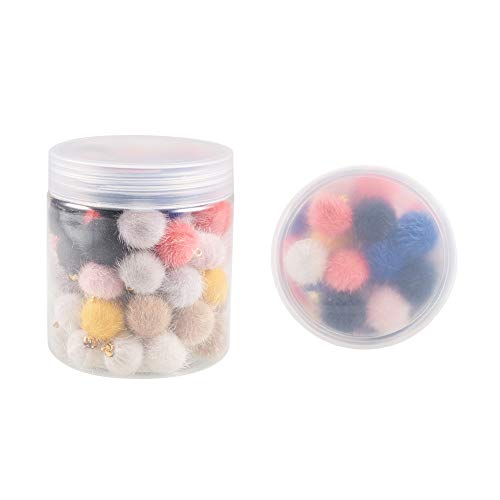 PandaHall Elite 80pcs 8 colores tela piel metalizada pompones pendientes DIY bola esponjosa para borla pendientes encanto joyería colgante