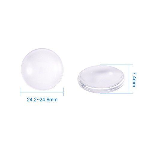 PandaHall Elite Cabujones de Cristal Clara, Transparentee, Semi-circulo Redondo Posterior Plana para la joyeria y cabochon de los ajustes, Claro, 24,2~24.8mmx7.4mm; sobre 20pcs /Caja