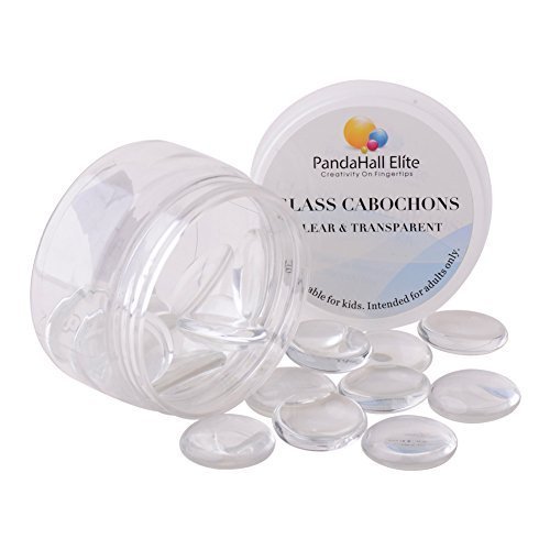 PandaHall Elite Cabujones de Cristal Clara, Transparentee, Semi-circulo Redondo Posterior Plana para la joyeria y cabochon de los ajustes, Claro, 24,2~24.8mmx7.4mm; sobre 20pcs /Caja