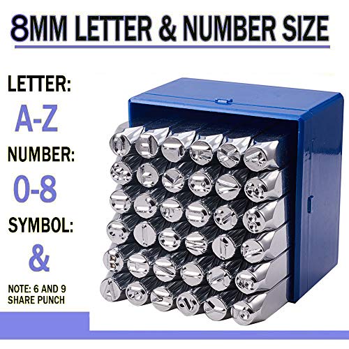 PandaHall - Juego de 36 sellos de metal con letras y números, alfabeto de 3 mm A-Z y número 0-9 y símbolo,herramienta de punzonado para imprimir en joyas de metal, cuero, madera