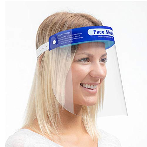 Pantalla Protección Facial – Protector Facial Antivaho. Ajustable con Seguridad para Niños y Adultos. (Pack de 10 unidades, Azul). Visera Protectora Transparente para la Cara Face Shield