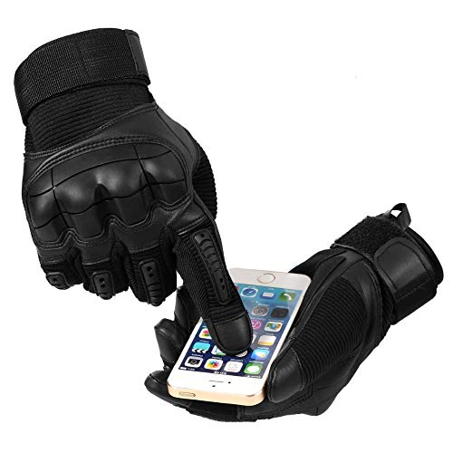 Pantalla táctil Goma nudillo Duro Guantes de Dedo Completo Bicicleta PU Cuero Guantes Hombres -a143-b15