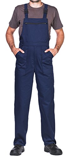 Pantalones con peto de trabajo para hombre, Made in EU, Mono de trabajo, Azur, blanco, rojo, verde, negro (XL, Navy)