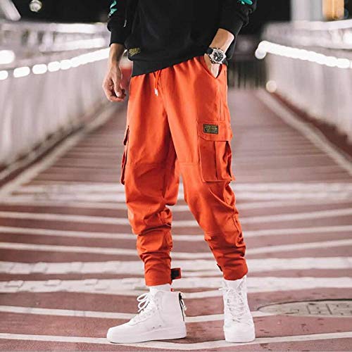 Pantalones Deportivos Pantalones De CháNdal De Alta Moda para Hombre Streetwear Hip Hop Pantalones De CháNdal con Bolsillo Grande Ropa De Trabajo para Hombre Pantalones Harem XXL Naranja