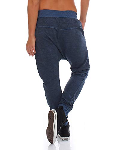 Pantalones deportivos para mujer de Moda Italy, modernos, ajuste holgado, de algodón azul Einheitsgröße