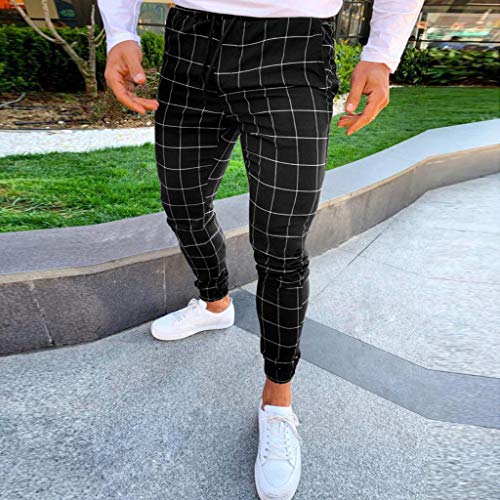 Pantalones Hombre Casual Moda Deportivos Running Pants Jogging Pantalon Fitness Gym Slim Fit Pantalones Largos Impresión a Cuadros Pantalones Ropa de Hombre Pantalones de Trekking vpass