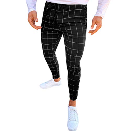 Pantalones Hombre Casual Moda Deportivos Running Pants Jogging Pantalon Fitness Gym Slim Fit Pantalones Largos Impresión a Cuadros Pantalones Ropa de Hombre Pantalones de Trekking vpass