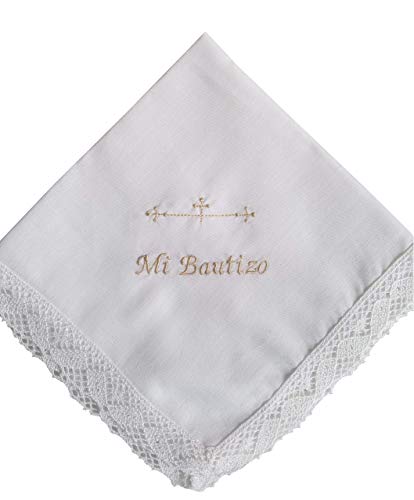 Pañuelo bautizo bordado color blanco 35x35 cm