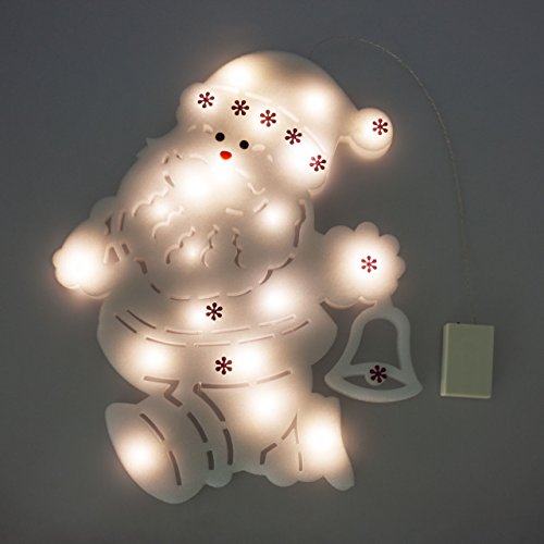 Papá Noel con Luces para Colgar en Goma Espuma, 37 x 49 cm, 20 LED luz cálida, Decoración de Navidad para Interiores