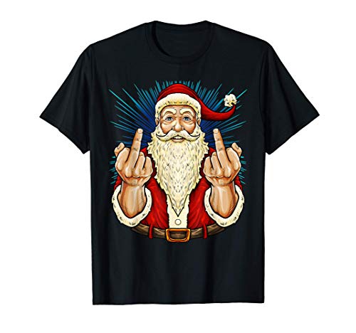 Papá Noel dedo medio Flip Off | Blasfemias navideñas de Nick Camiseta