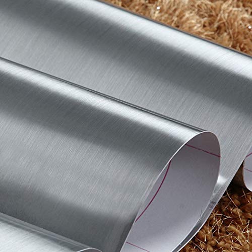 Papel adhesivo de aspecto de metal plateado de acero inoxidable cepillado para colocar en el estante o en el cajón, para lavaplatos, electrodomésticos, frigoríficos, lavaplatos 30 x 150cm