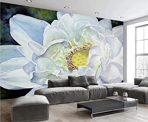 Papel Pintado Fotomurales 3D Flor De Magnolia Blanca Acuarela Papel pintado no tejido Decoración de Pared decorativos Murales 250x175 cm
