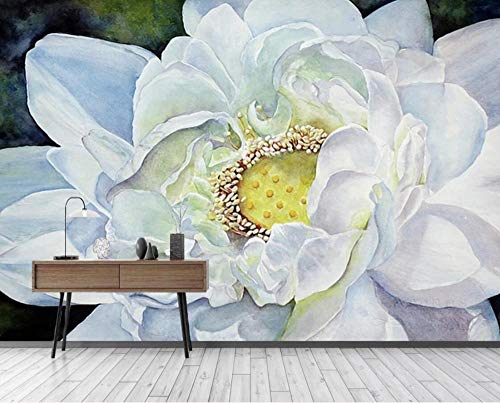 Papel Pintado Fotomurales 3D Flor De Magnolia Blanca Acuarela Papel pintado no tejido Decoración de Pared decorativos Murales 250x175 cm