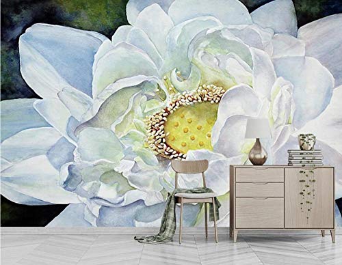 Papel Pintado Fotomurales 3D Flor De Magnolia Blanca Acuarela Papel pintado no tejido Decoración de Pared decorativos Murales 250x175 cm