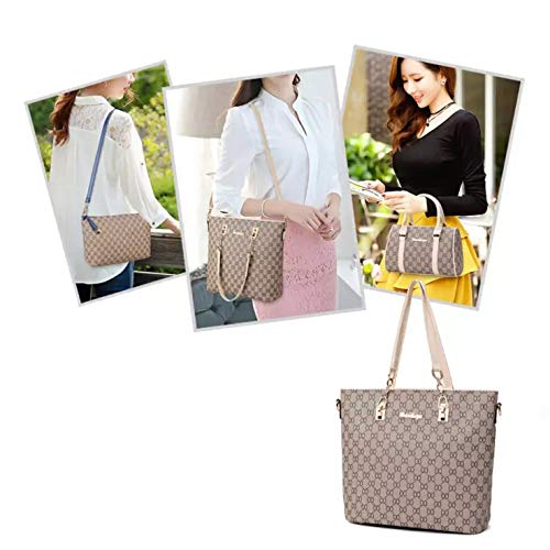 PAQUETE Bolso Hombro Bolso Las Mujeres Viento PU Mochila Gran Tamaño Impresión Madre Bolsa Costura Patrón Mochila 6 Piezas Satchels Crossbody Bolsos Monedero Embrague Vertical Estilo Zip Soft,D