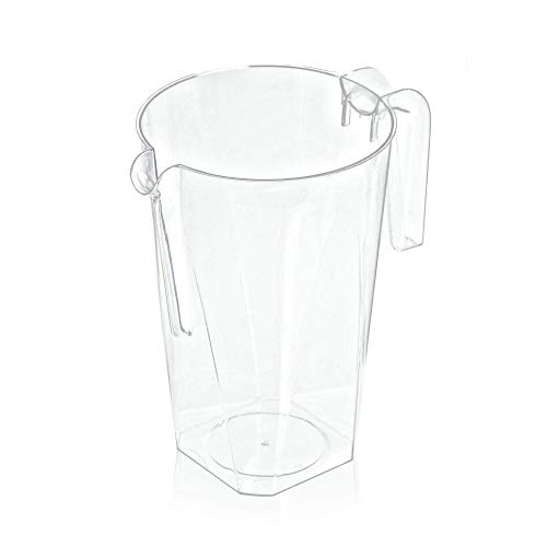 Paquete de 5 jarras de plástico | Jarras de plástico para fiestas - 1200 ml - Duradero ~ desechables ~ reutilizables ~ 1,2 litros ~ transparente (View amazon detail page)