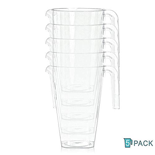 Paquete de 5 jarras de plástico | Jarras de plástico para fiestas - 1200 ml - Duradero ~ desechables ~ reutilizables ~ 1,2 litros ~ transparente (View amazon detail page)