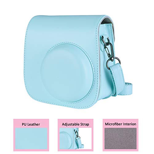 Paquete de Accesorios para cámara Bsuuy Instax Mini 9 para FujiFilm Instax Mini 9 8 8+ con Estuche Mini 9 / álbum/Lente Selfie/filtros/Pegatina de Camara (12 en 1 Azul Hielo)