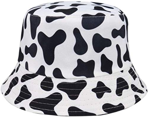 Paquete del sombrero del cubo, Reversible Negro Modelo blanco de la leche de vaca-Bucket las gorras de pescador for damas y hombres de Verano Cap for Streetwear Playa Pesca acampada casquillo que sube