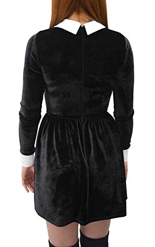 Para G y PL Halloween mujeres negro terciopelo manga corta vestido de fiesta