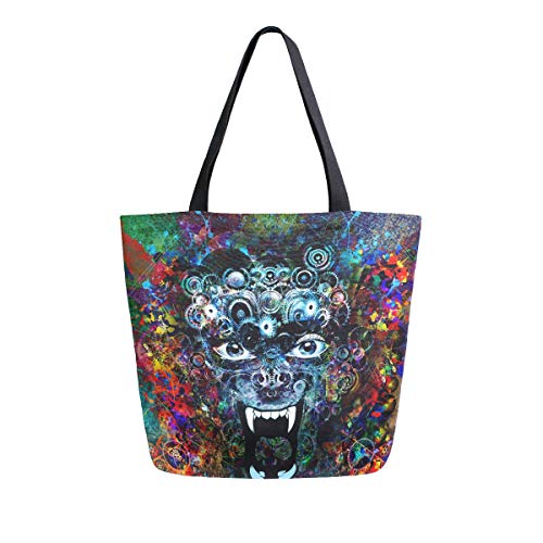 para Mujeres Niñas Señoras Estudiante Bolso de mano Correa de peso ligero Maquinaria digital abstracta Monedero de león Bolsos de compras Bolsos de hombro Azul marino