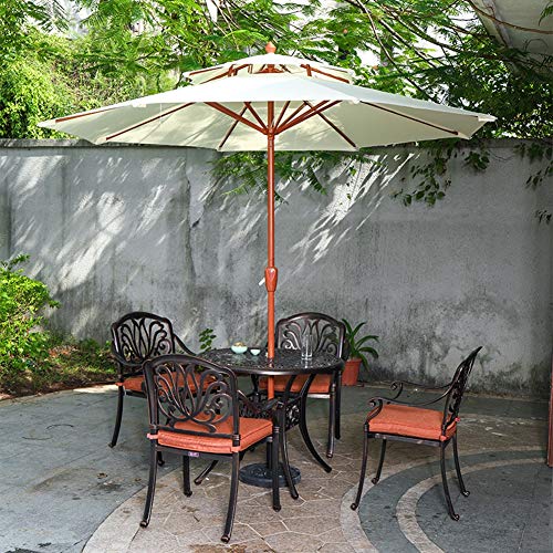 Parasol Jardin Sombrillas Terraza Playa Sombrilla para Patio de Servicio Pesado, Sombrillas de Jardín de Patio Trasero Beige de 270 Cm (9 Pies) con Manivela y Ventilación, Color de Grano de Madera