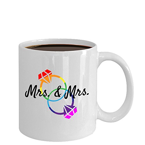 Pareja lesbiana Mrs. & Mrs. Taza de café para boda, compromiso, matrimonio, regalo