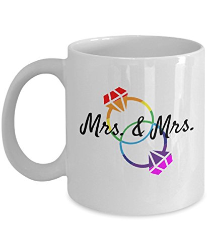 Pareja lesbiana Mrs. & Mrs. Taza de café para boda, compromiso, matrimonio, regalo