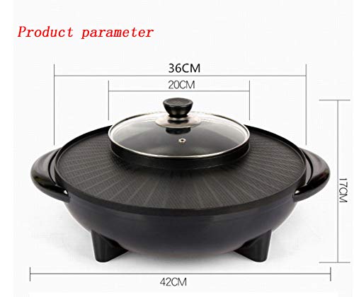 Parrilla Eléctrica De Olla Caliente, Multifuncional Antiadherente De Gran Capacidad Parrilla Eléctrica Redonda Para El Hogar Olla Integrada Para Asar Shabu (5 Funciones De Ajuste De Temperatura)