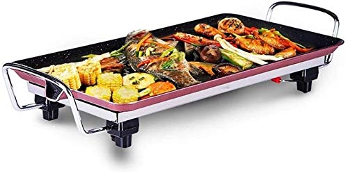 Parrilla eléctrica plancha Multifunción Parrilla eléctrica plancha placa, placa eléctrica Tabla Teppanyaki Grill antiadherente Barbacoa caliente, con control de temperatura ajustable 1400W, for reunio