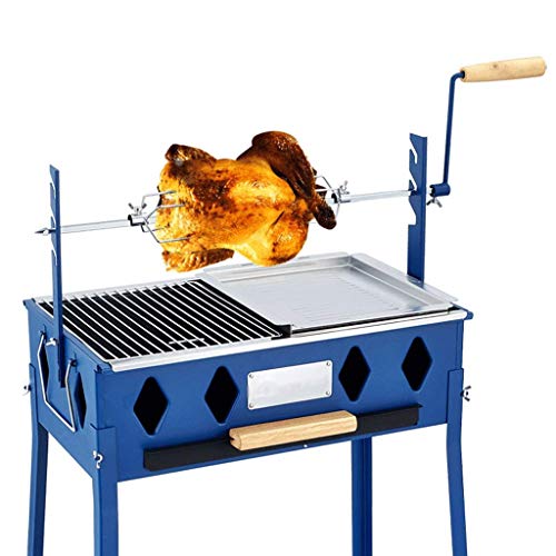 Parrilla, Parrilla de carbón al Aire Libre Parrilla Multifuncional Horno rotativo (Adecuado para más de 5 Personas), 52.5x27x59cm @ (Color: Azul)