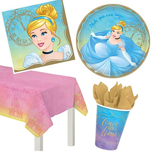 ParteePak Princess Cenicienta Party Supplies Bundle para 16 invitados con libro electrónico de planificación de fiestas