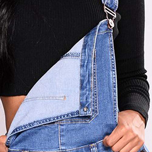 PARVAL Mujeres Correa de Mono Hombro de Verano para Mujer Peto Vaquero Mono de Jeans Cortos Mono Chaquetas de Traje Casual, Mono de Denim Recto y Ajustado con Bolsillos